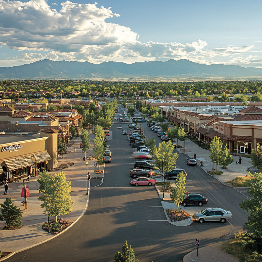 Cost of Living in Colorado Springs; AI image of city street
